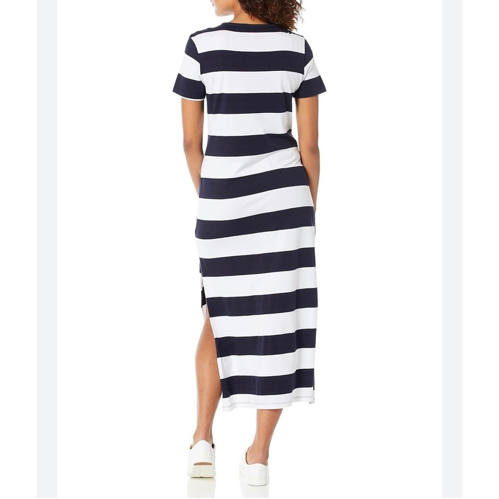 AG Adriano Goldschmied Maxi Dress Womens Small Navy Striped Nautical Crew Neck